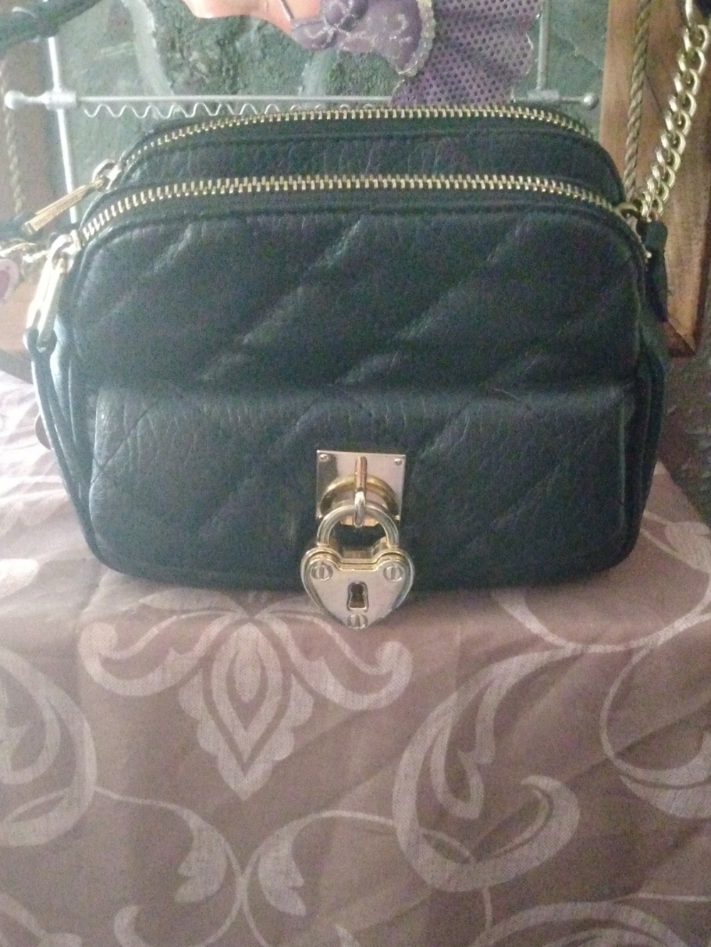 Juicy Couture Black Quilted Crossbody with Gold Lock Detail